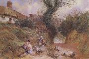 Myles Birket Foster,RWS Lane Scene at Hambleden (mk46)_ oil painting